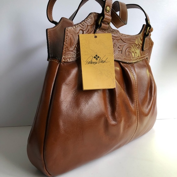 🆕Patricia Nash♥️Italian leather Tan Semi-tooled Shoulder bag - Picture 9 of 16